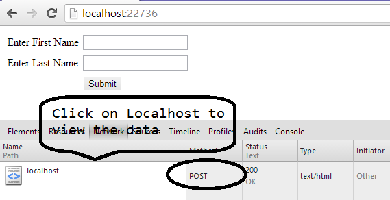 get and post request in mvc output