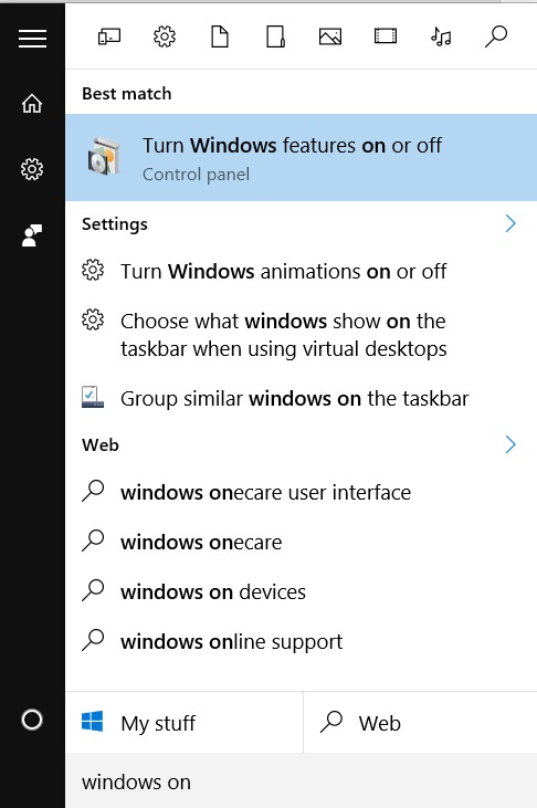 Windows on off features