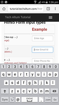 input type email android