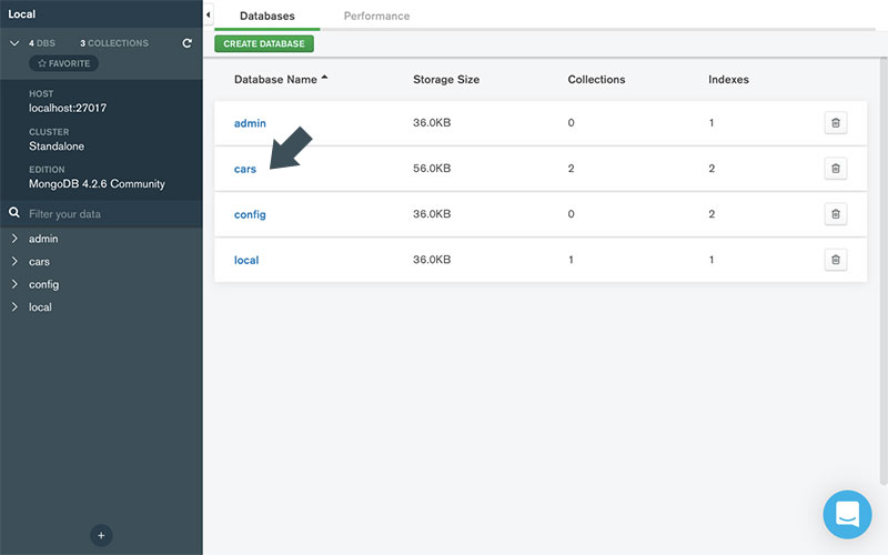 export database mongodb compass